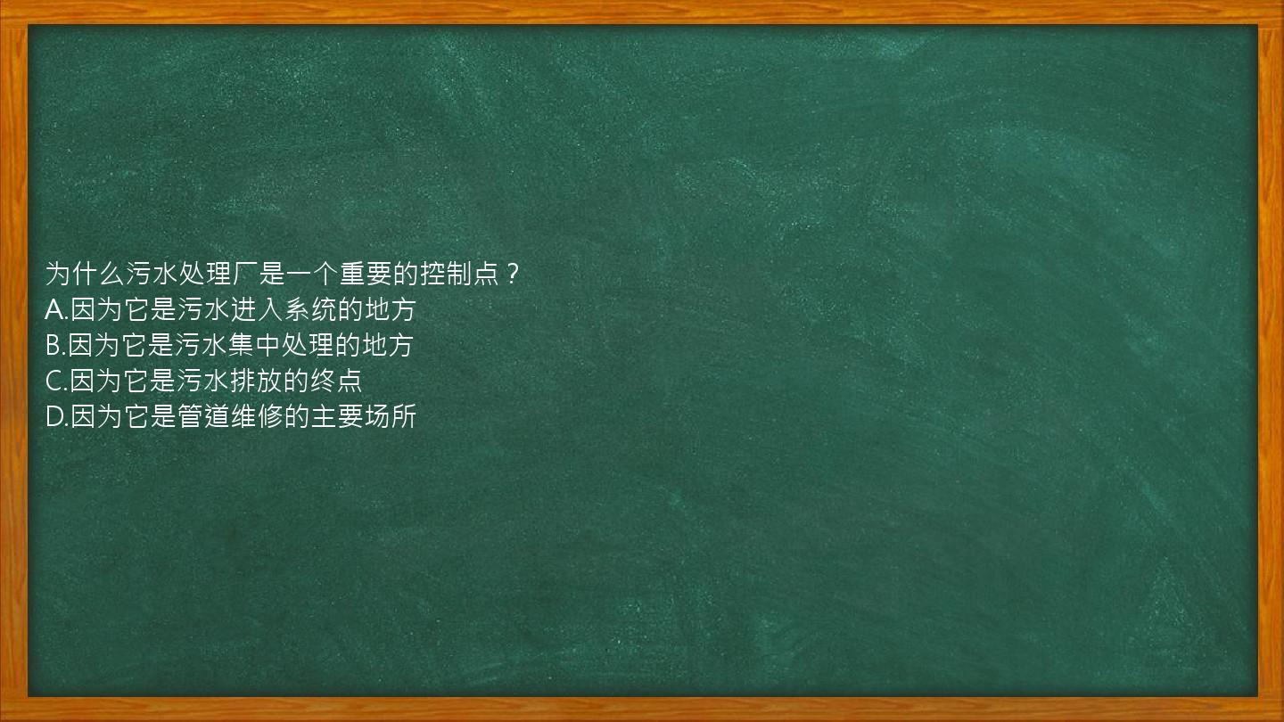 为什么污水处理厂是一个重要的控制点？