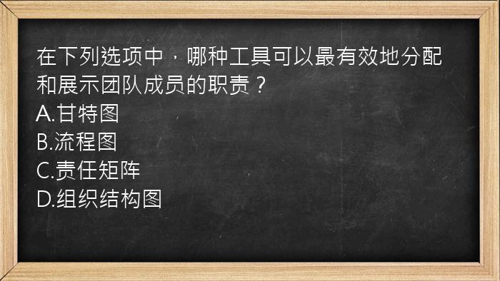 在下列选项中，哪种工具可以最有效地分配和展示团队成员的职责？