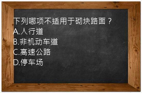 下列哪项不适用于砌块路面？