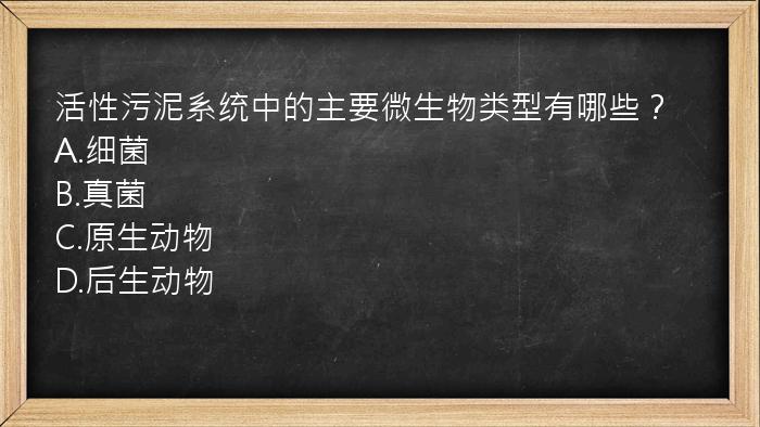 活性污泥系统中的主要微生物类型有哪些？