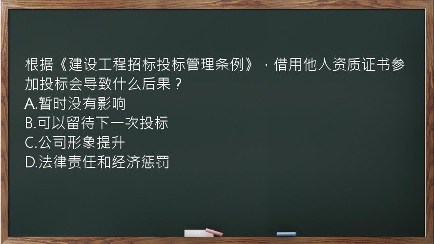 根据《建设工程招标投标管理条例》，借用他人资质证书参加投标会导致什么后果？