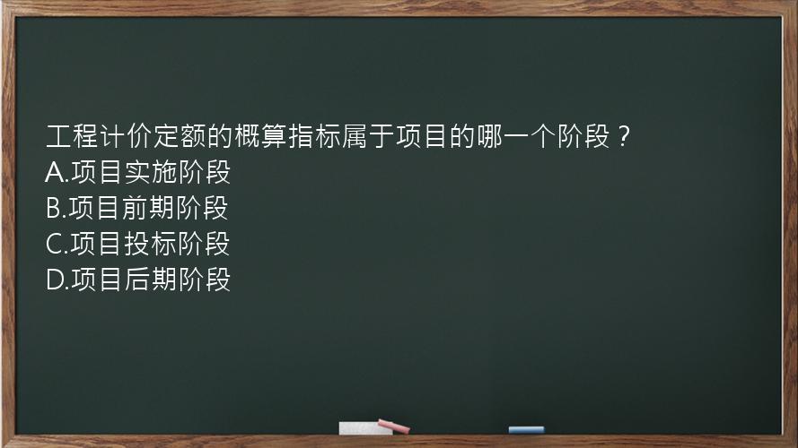 工程计价定额的概算指标属于项目的哪一个阶段？