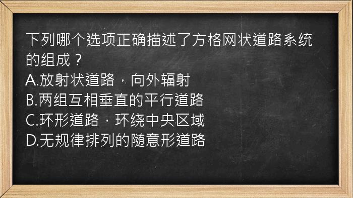 下列哪个选项正确描述了方格网状道路系统的组成？