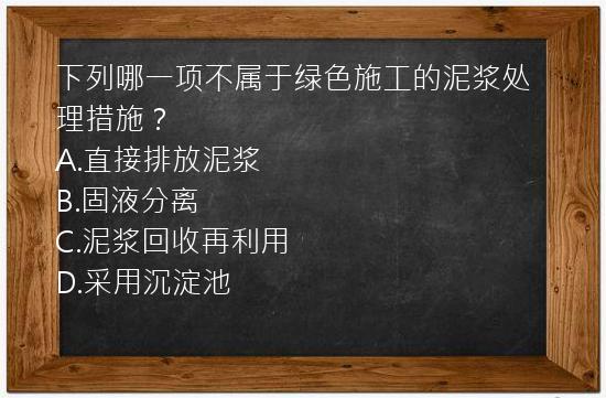 下列哪一项不属于绿色施工的泥浆处理措施？