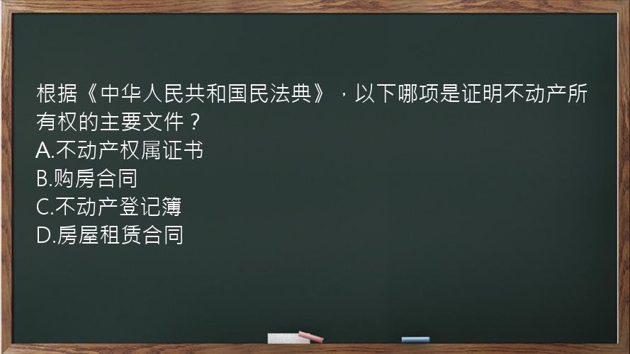 根据《中华人民共和国民法典》，以下哪项是证明不动产所有权的主要文件？