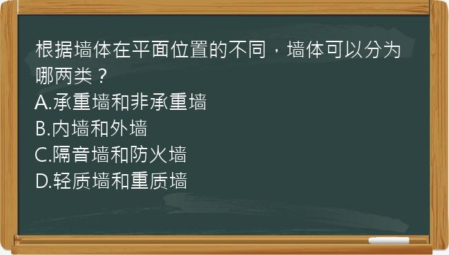 根据墙体在平面位置的不同，墙体可以分为哪两类？