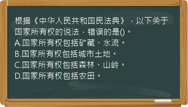 根据《中华人民共和国民法典》，以下关于国家所有权的说法，错误的是()。