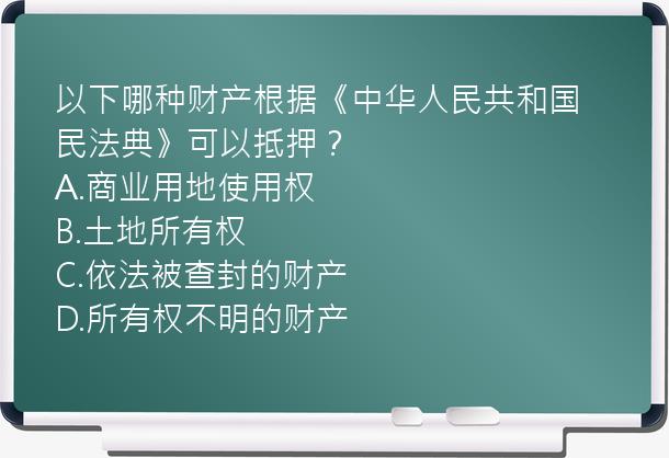 以下哪种财产根据《中华人民共和国民法典》可以抵押？