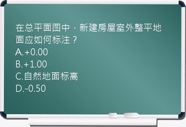 在总平面图中，新建房屋室外整平地面应如何标注？