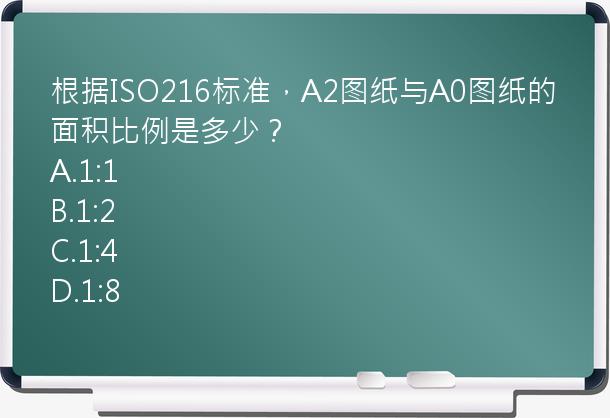 根据ISO216标准，A2图纸与A0图纸的面积比例是多少？