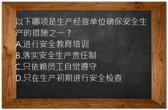 以下哪项是生产经营单位确保安全生产的措施之一？