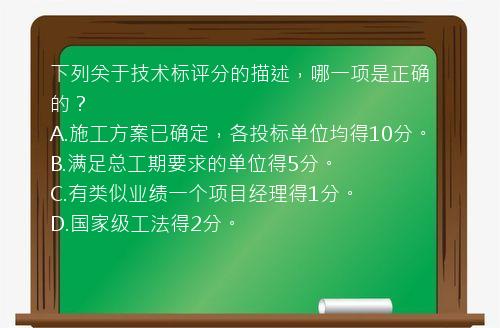 下列关于技术标评分的描述，哪一项是正确的？