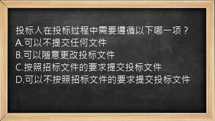 投标人在投标过程中需要遵循以下哪一项？