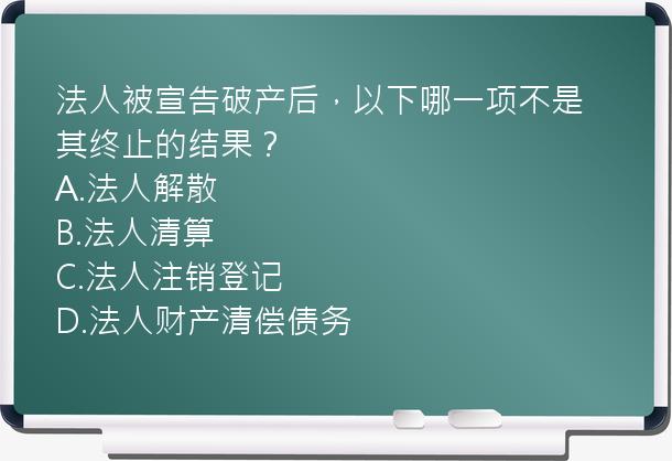 法人被宣告破产后，以下哪一项不是其终止的结果？