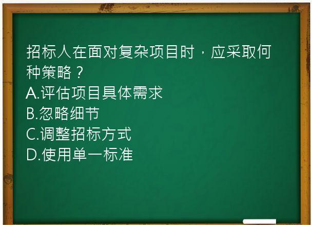 招标人在面对复杂项目时，应采取何种策略？