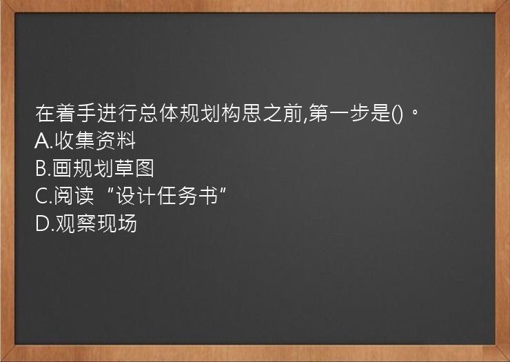 在着手进行总体规划构思之前,第一步是()。