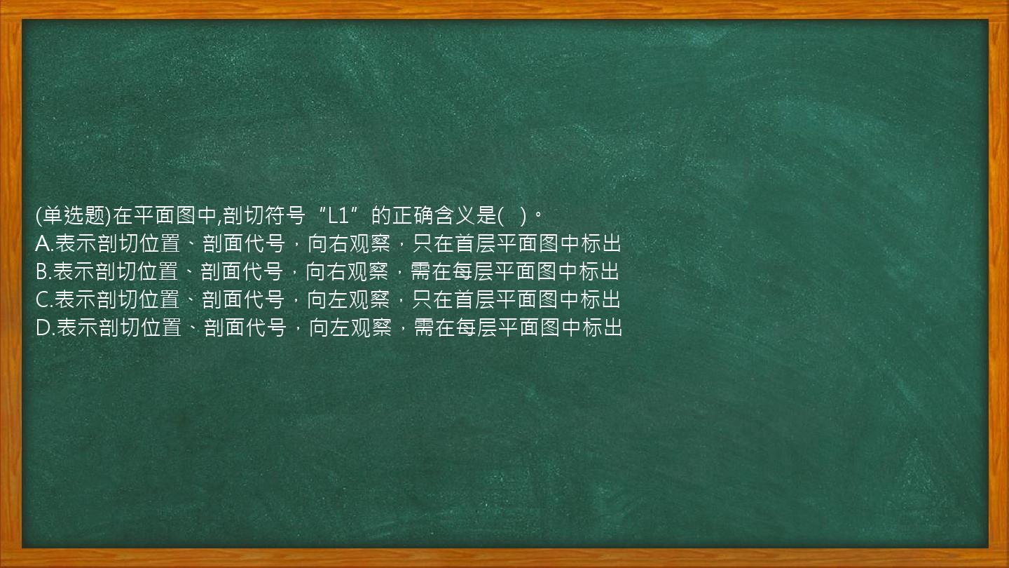 (单选题)在平面图中,剖切符号“L1”的正确含义是(   )。