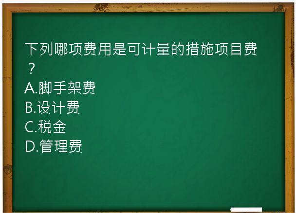 下列哪项费用是可计量的措施项目费？