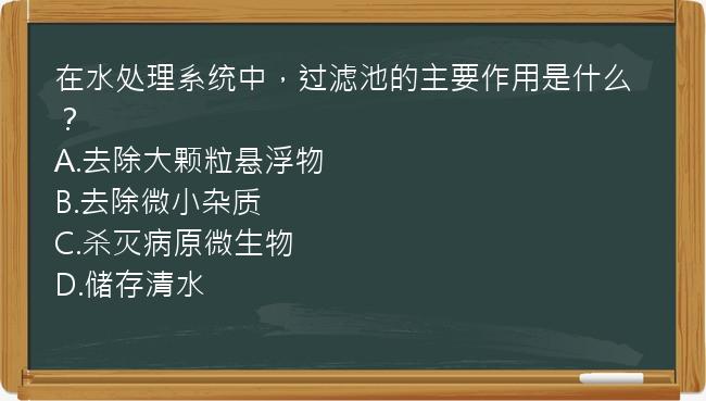 在水处理系统中，过滤池的主要作用是什么？