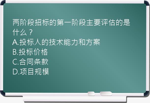 两阶段招标的第一阶段主要评估的是什么？