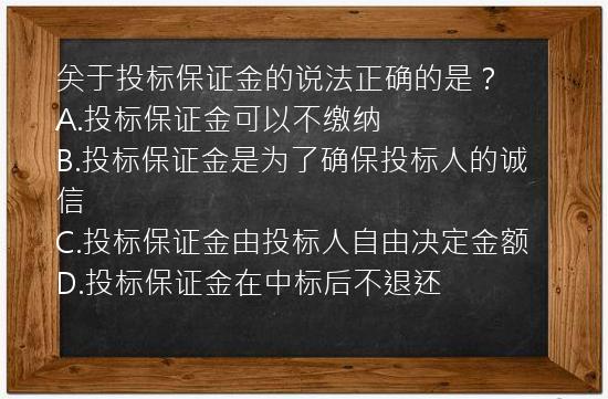 关于投标保证金的说法正确的是？