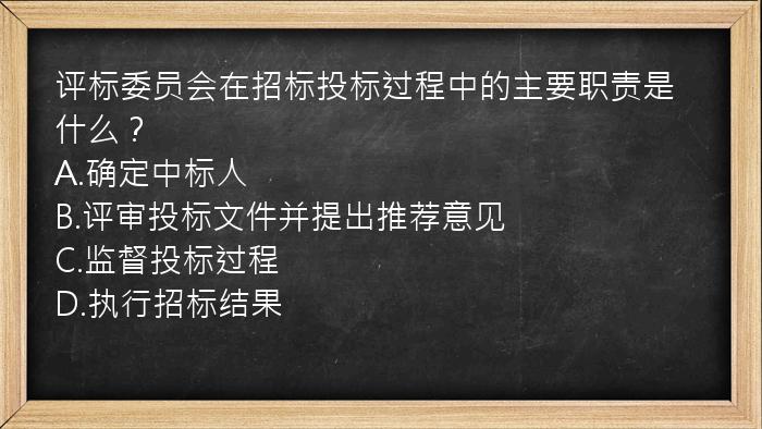 评标委员会在招标投标过程中的主要职责是什么？