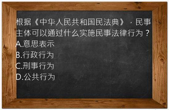 根据《中华人民共和国民法典》，民事主体可以通过什么实施民事法律行为？