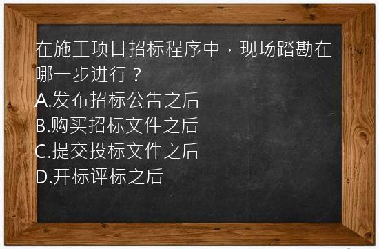 在施工项目招标程序中，现场踏勘在哪一步进行？