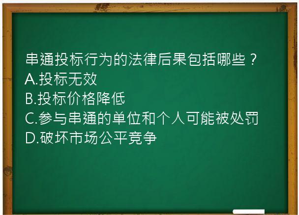 串通投标行为的法律后果包括哪些？