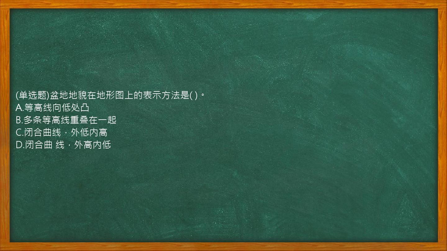 (单选题)盆地地貌在地形图上的表示方法是(