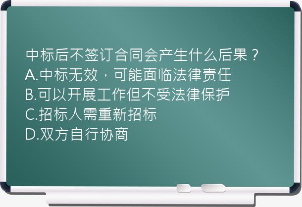 中标后不签订合同会产生什么后果？