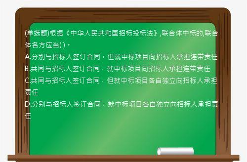 (单选题)根据《中华人民共和国招标投标法》,联合体中标的,联合体各方应当(