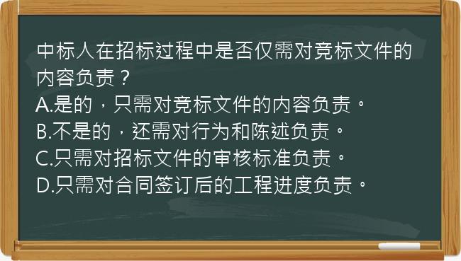 中标人在招标过程中是否仅需对竞标文件的内容负责？