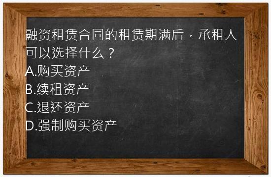 融资租赁合同的租赁期满后，承租人可以选择什么？