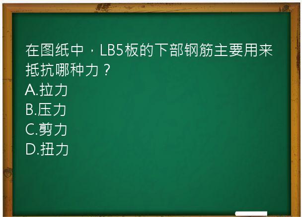 在图纸中，LB5板的下部钢筋主要用来抵抗哪种力？