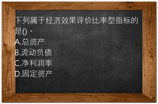 下列属于经济效果评价比率型指标的是()。