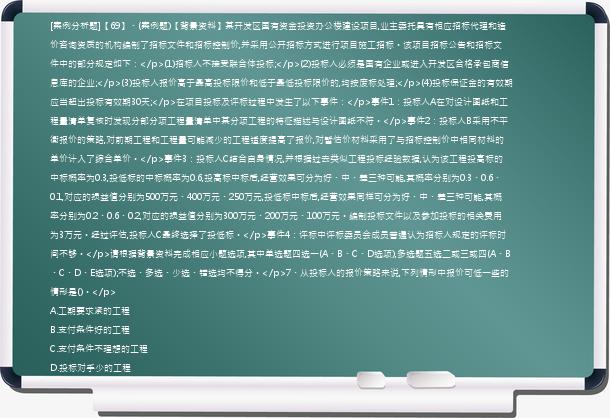 [案例分析题]【69】、(案例题)【背景资料】某开发区国有资金投资办公楼建设项目,业主委托具有相应招标代理和造价咨询资质的机构编制了招标文件和招标控制价,并采用公开招标方式进行项目施工招标。该项目招标公告和招标文件中的部分规定如下：</p