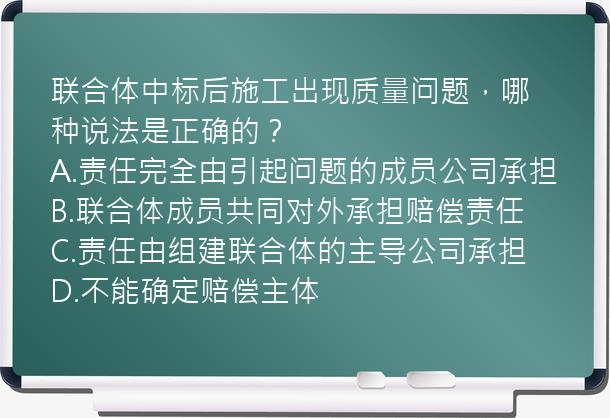 联合体中标后施工出现质量问题，哪种说法是正确的？