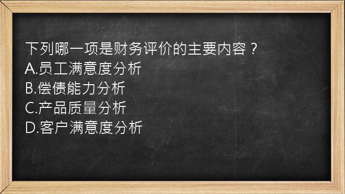 下列哪一项是财务评价的主要内容？