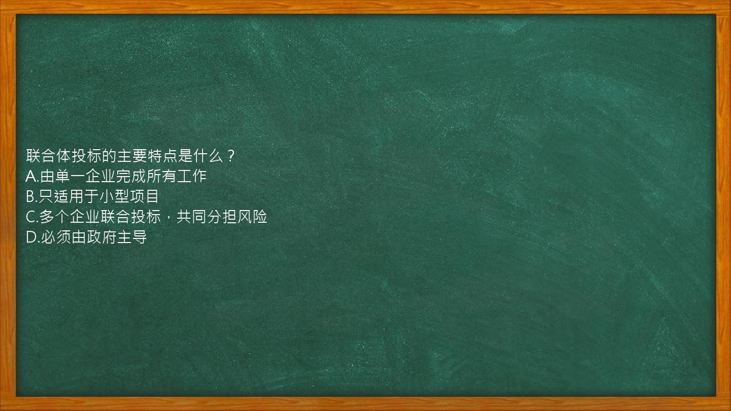 联合体投标的主要特点是什么？