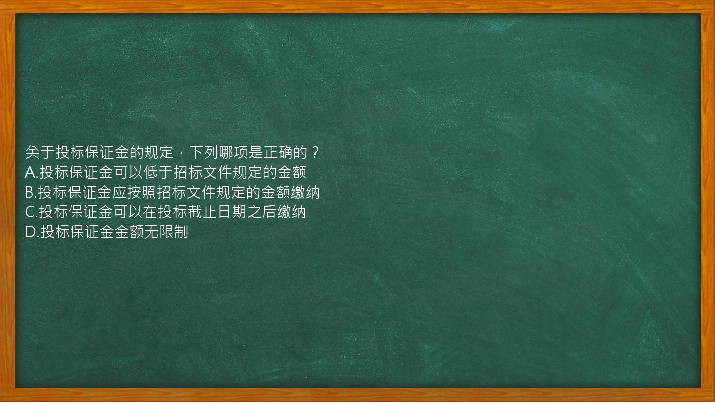 关于投标保证金的规定，下列哪项是正确的？