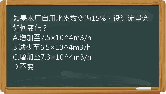 如果水厂自用水系数变为15%，设计流量会如何变化？