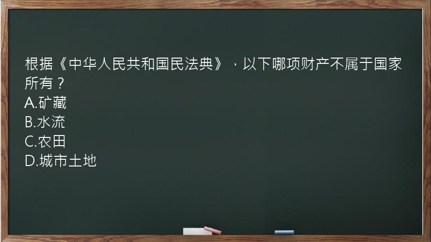 根据《中华人民共和国民法典》，以下哪项财产不属于国家所有？