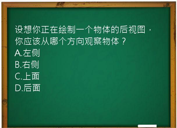 设想你正在绘制一个物体的后视图，你应该从哪个方向观察物体？