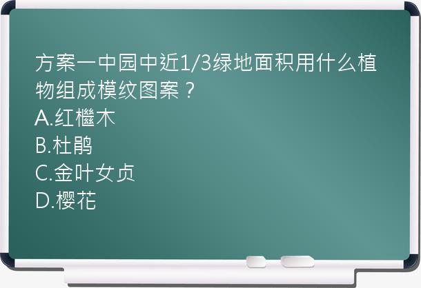 方案一中园中近1/3绿地面积用什么植物组成模纹图案？