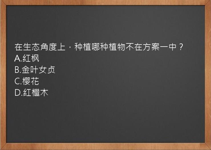 在生态角度上，种植哪种植物不在方案一中？