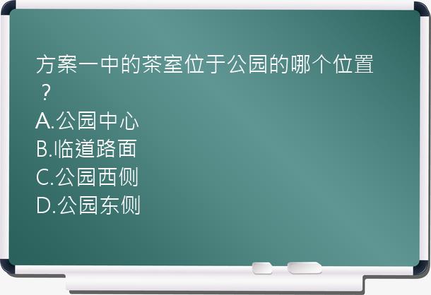 方案一中的茶室位于公园的哪个位置？