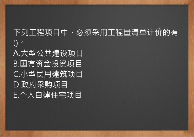 下列工程项目中，必须采用工程量清单计价的有()。