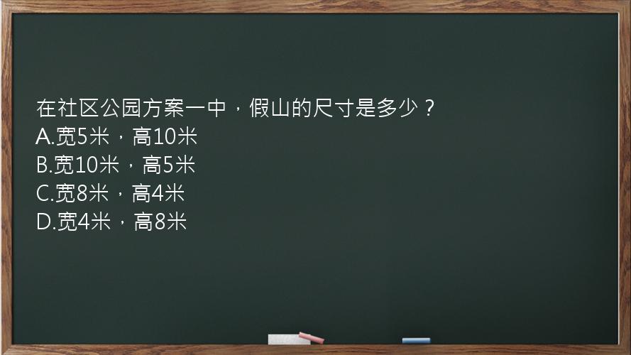 在社区公园方案一中，假山的尺寸是多少？