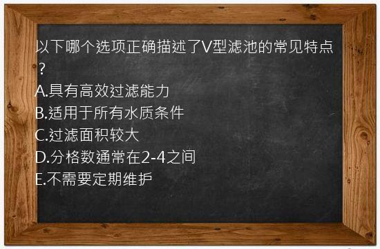 以下哪个选项正确描述了V型滤池的常见特点？